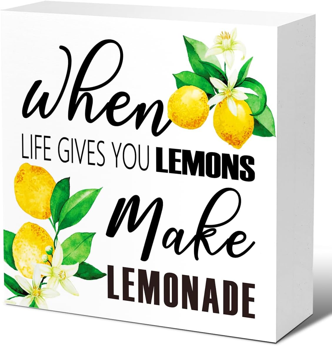 Lemons Kitchen Decor Sign For Countertops, When Life Gives You Lemons Make Lemonade Sign, Small Lemon Theme Yellow Kitchen Decor Accessories For Desk Shelf, Lemonade Bar Signs V517