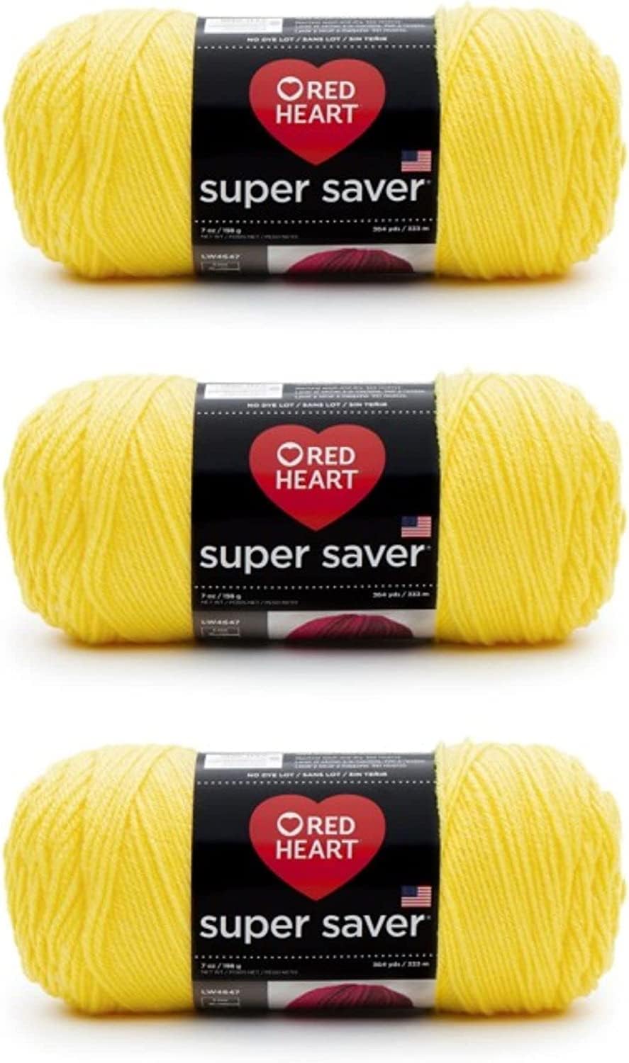Super Saver Yarn for Crocheting & Knitting, Bright Yellow, 3-Pack