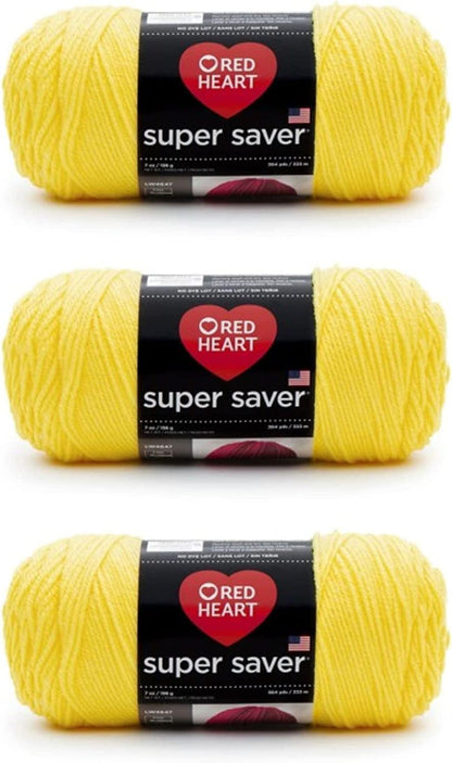 Super Saver Yarn for Crocheting & Knitting, Bright Yellow, 3-Pack