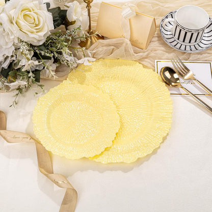 SUT 60PCS Light Yellow Plastic Plates, Disposable Plates, Include 10 inch Yellow Dinner Plates And 7 inch Dessert plates, plates Disposable Heavy Duty for Party/Picnic