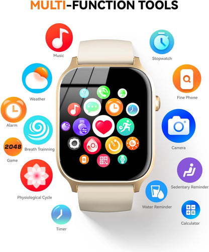Smart Watches for Women Men, Fitness Tracker Watch with 110 Sports Modes, Step Counter/Sleep Monitor/Pedometer, IP68 Waterproof, Bluetooth Call & Music Control Smartwatch for iPhone/Android,Gold