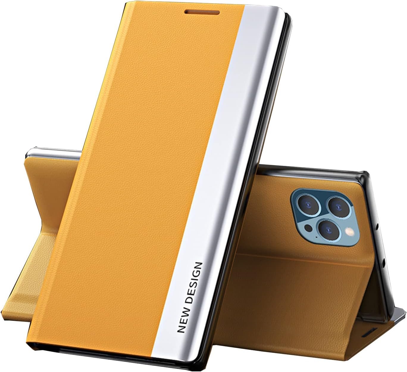 Flip Wallet Case Compatible with Samsung Galaxy A53 5G Phone Case PU Leather PC Bumper Magnetic Folio Kickstand Cover for Boy Girl Women Men(Yellow)