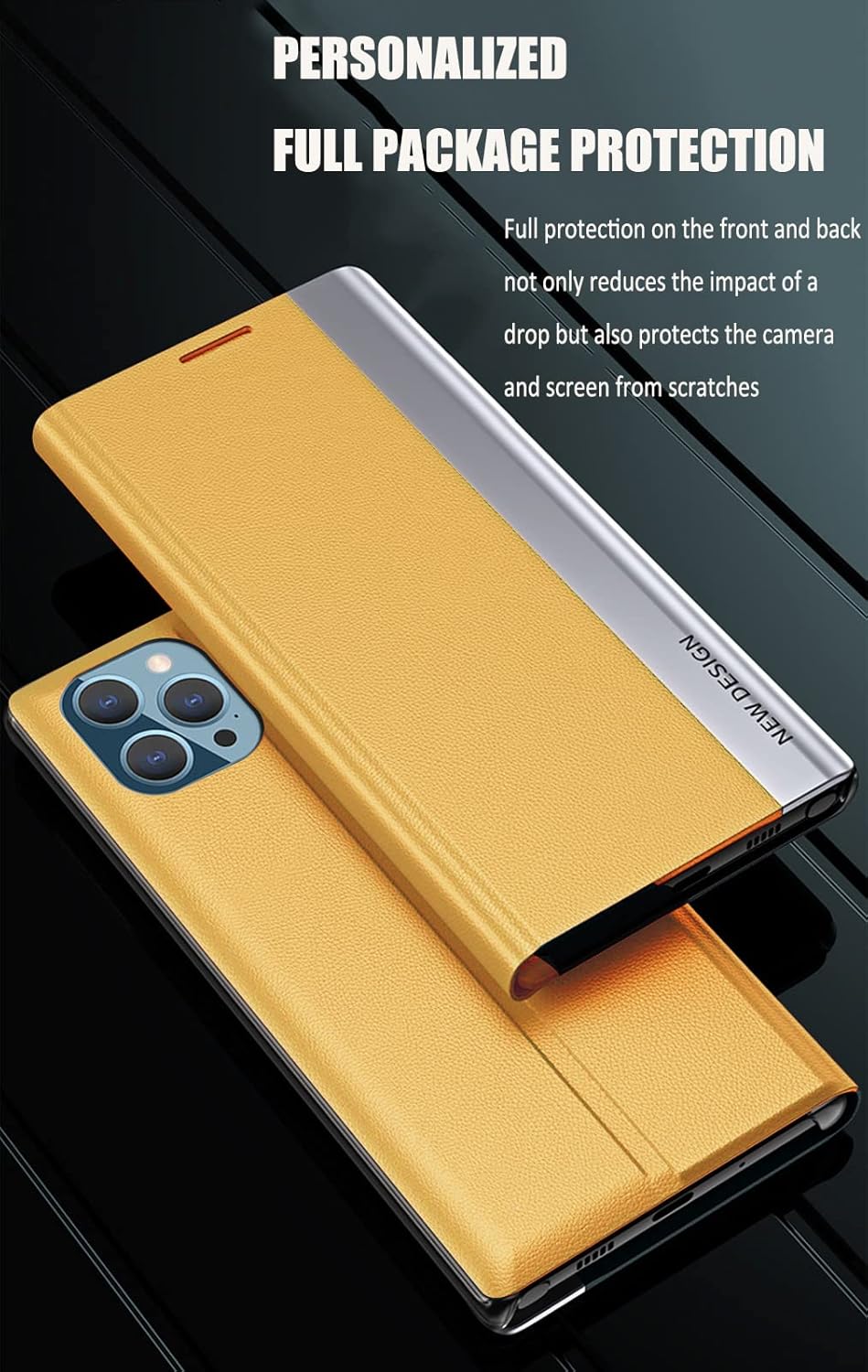 Flip Wallet Case Compatible with Samsung Galaxy A53 5G Phone Case PU Leather PC Bumper Magnetic Folio Kickstand Cover for Boy Girl Women Men(Yellow)