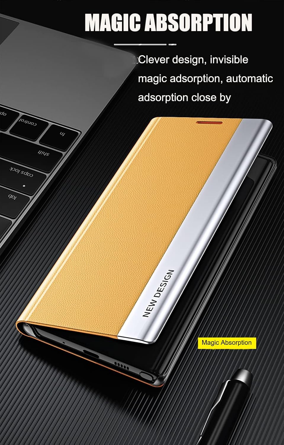 Flip Wallet Case Compatible with Samsung Galaxy A53 5G Phone Case PU Leather PC Bumper Magnetic Folio Kickstand Cover for Boy Girl Women Men(Yellow)