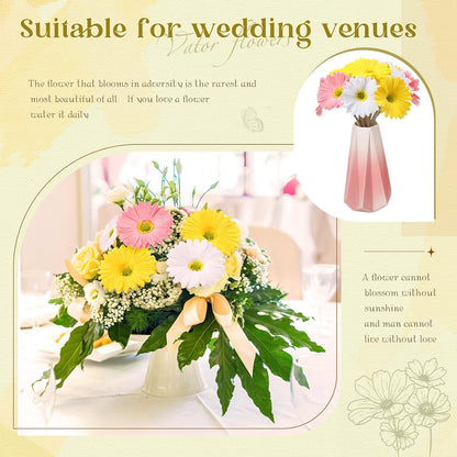 12 Pcs Artificial Gerbera Daisy Flowers PU Fake Daisy Decorations Realistic Touch Bouquet with Stems Home Table Centerpieces for Wedding Birthday Baby Shower Party Supplies (Pink,White,Yellow)