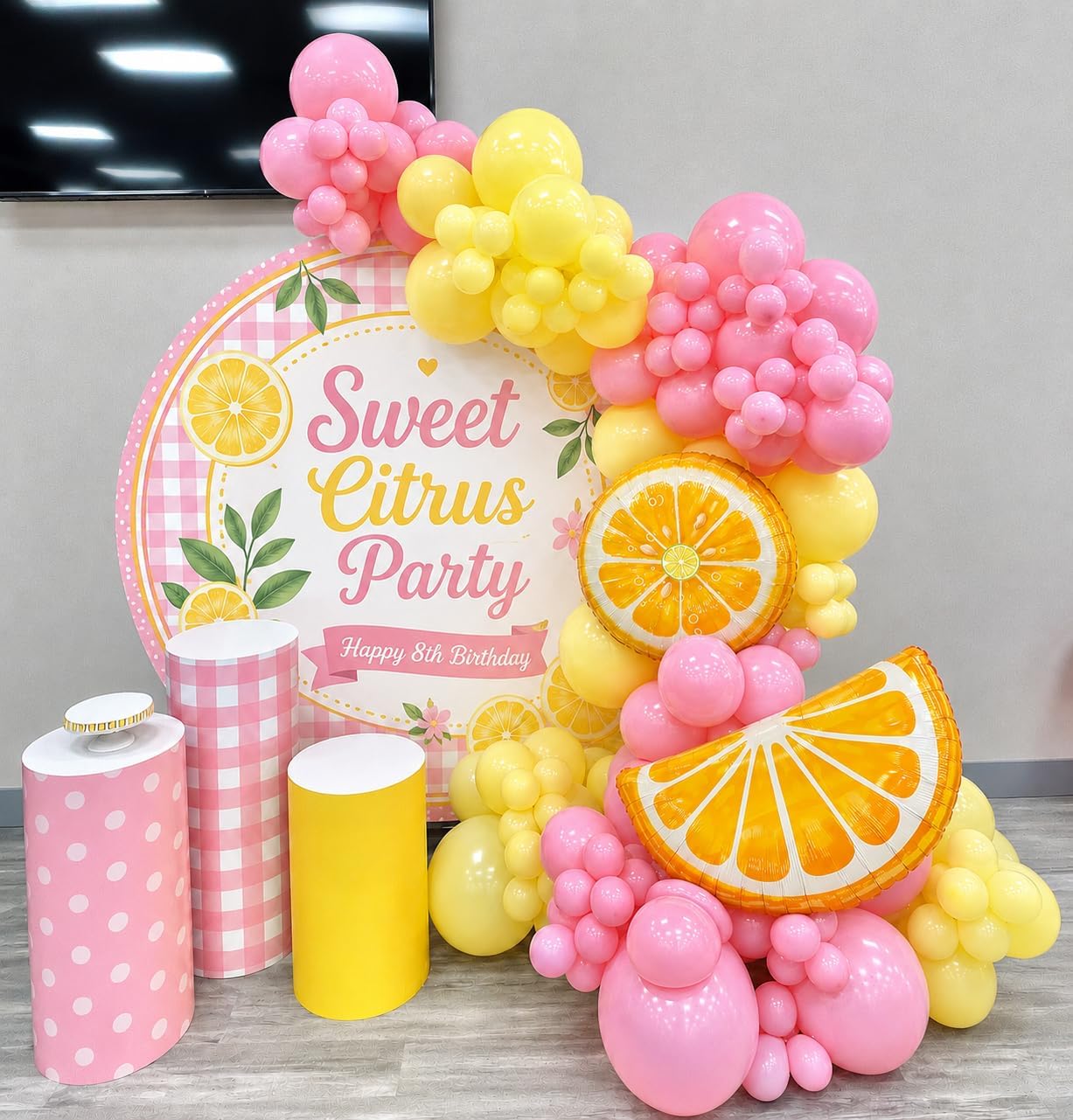 Lemon Balloon Garland Arch Kit 142Pcs, Pink and Yellow Balloons Arch Kit, Pastel Yellow Light Pink Balloons for Lemon Baby Shower Main Squeeze Bridal Shower Lemonade Birthday Party Decor