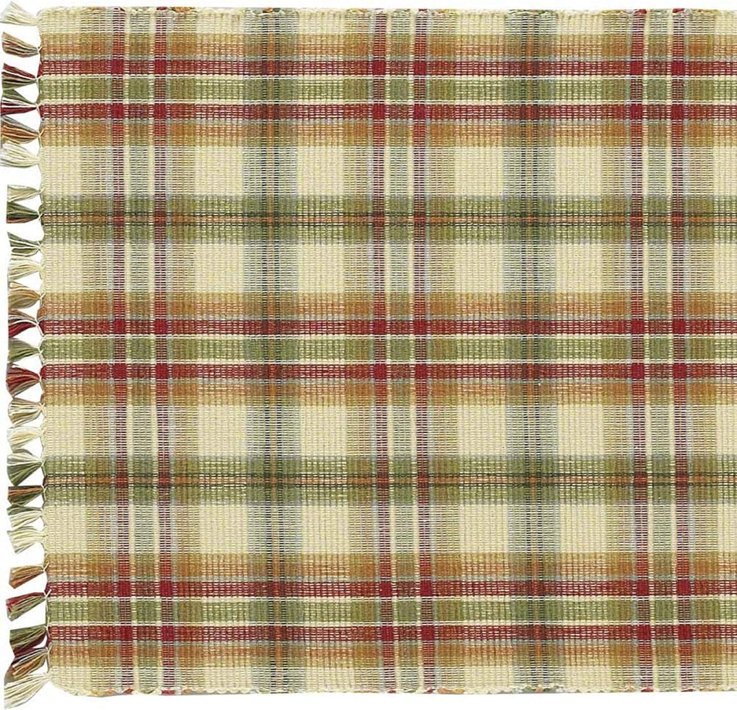 Lemon Pepper Table Runner, 13 x 36 | Cotton | Rustic Red, Olive & Mustard Plaid | Protective Farmhouse Table Decor Accent