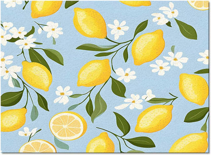 Lemon Teal Blue Area Rug for Living Room 2x3 Modern Rug Washable Abstract Area Rug Large Non Slip Spring Summer Fruits Leaf Floral Textured Floor Carpet Mat Soft Indoor Rug for Bedroom Nursery Office