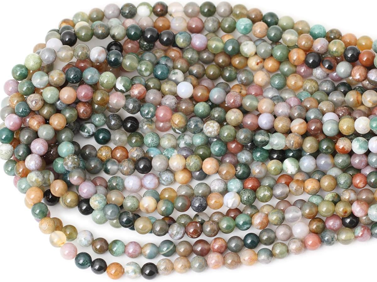 60PCS 6mm Natural Indian Agate Gemstone Round Loose Beads for Jewelry Making DIY 1 Strand 15"