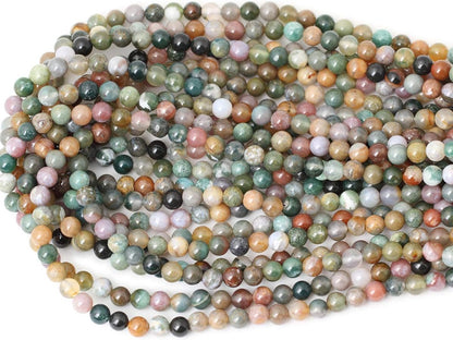 60PCS 6mm Natural Indian Agate Gemstone Round Loose Beads for Jewelry Making DIY 1 Strand 15"