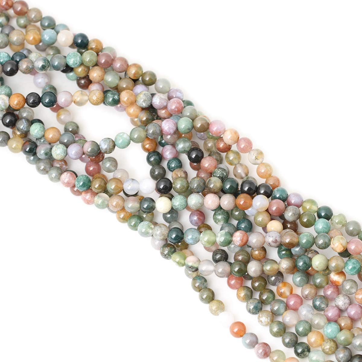 60PCS 6mm Natural Indian Agate Gemstone Round Loose Beads for Jewelry Making DIY 1 Strand 15"