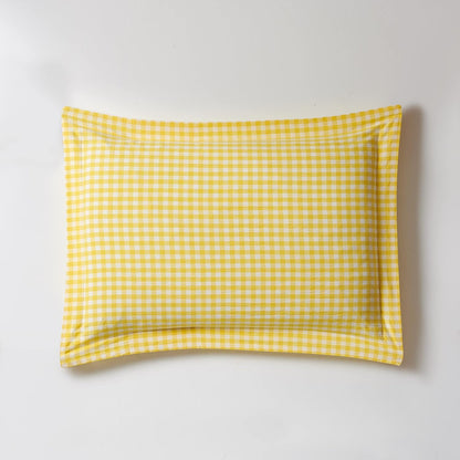 100% Cotton Pillowcases – Pack of 2, Breathable Checkered Pattern, Standard Size, Envelope Closure, Soft & Durable- Sunflower Yellow