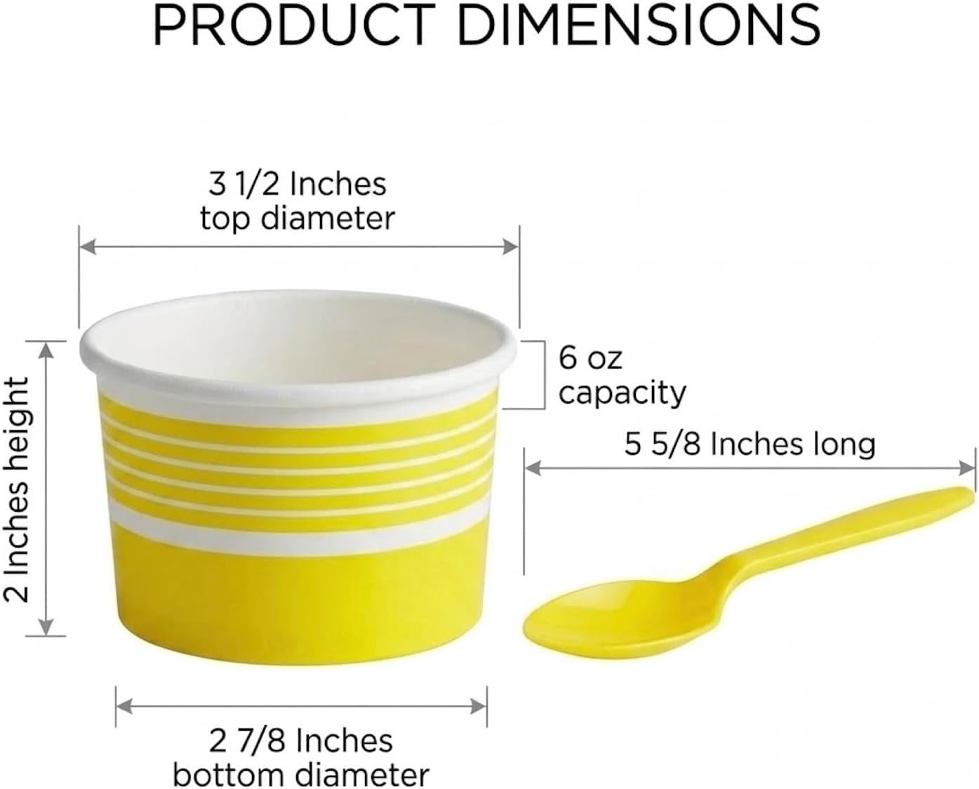 6 oz Ice Cream Cups with Spoons, Yellow, 25 Sets | Ideal for Ice Cream, Pudding, Gelato, Samples, Sides & Parties | Disposable Serving Set for Events, Bakeries & Catering