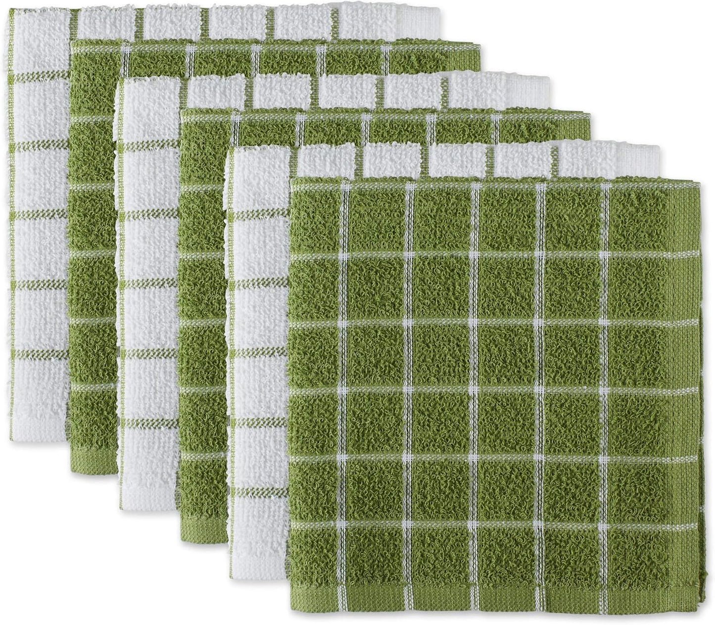 Basic Terry Collection Windowpane Dishcloth Set, 12x12, Yellow, 6 Piece