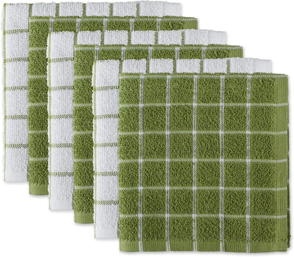 Basic Terry Collection Windowpane Dishcloth Set, 12x12, Yellow, 6 Piece