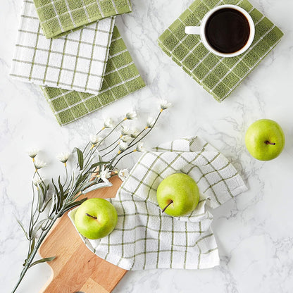 Basic Terry Collection Windowpane Dishcloth Set, 12x12, Yellow, 6 Piece