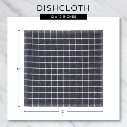 Basic Terry Collection Windowpane Dishcloth Set, 12x12, Yellow, 6 Piece