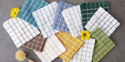Basic Terry Collection Windowpane Dishcloth Set, 12x12, Yellow, 6 Piece