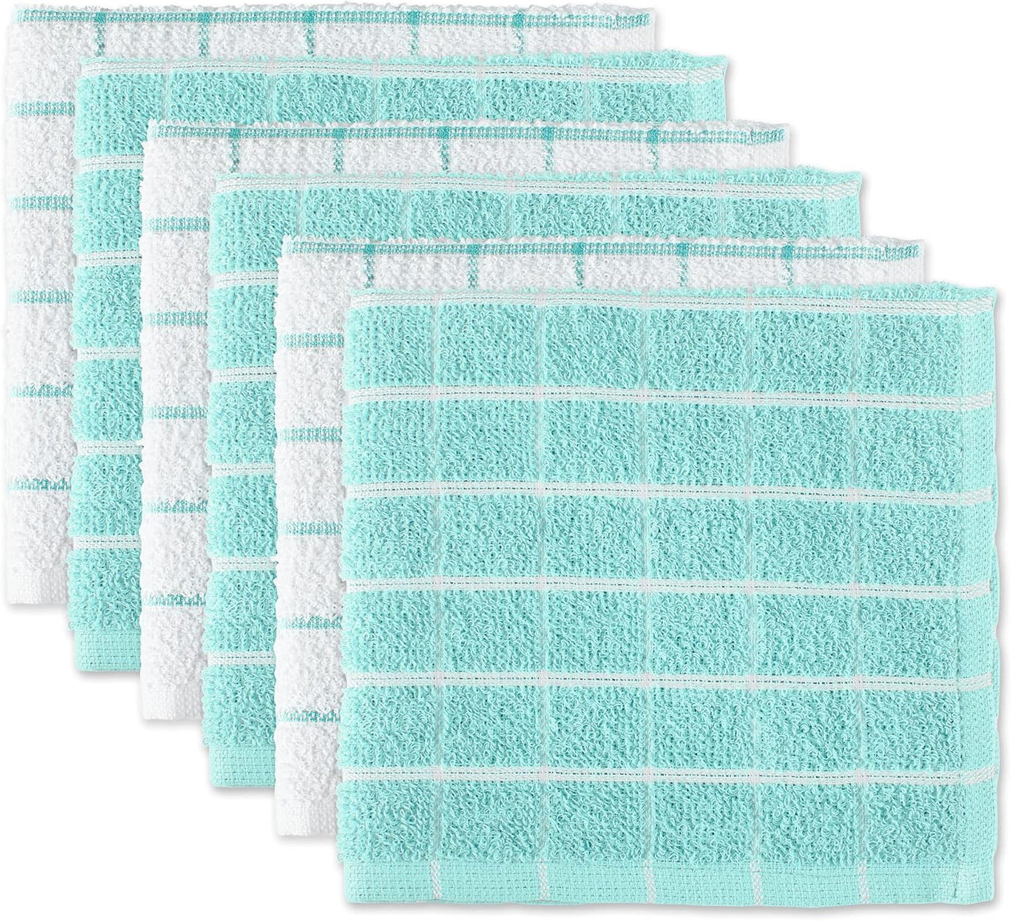 Basic Terry Collection Windowpane Dishcloth Set, 12x12, Yellow, 6 Piece