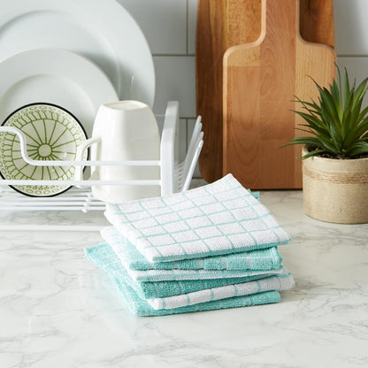 Basic Terry Collection Windowpane Dishcloth Set, 12x12, Yellow, 6 Piece
