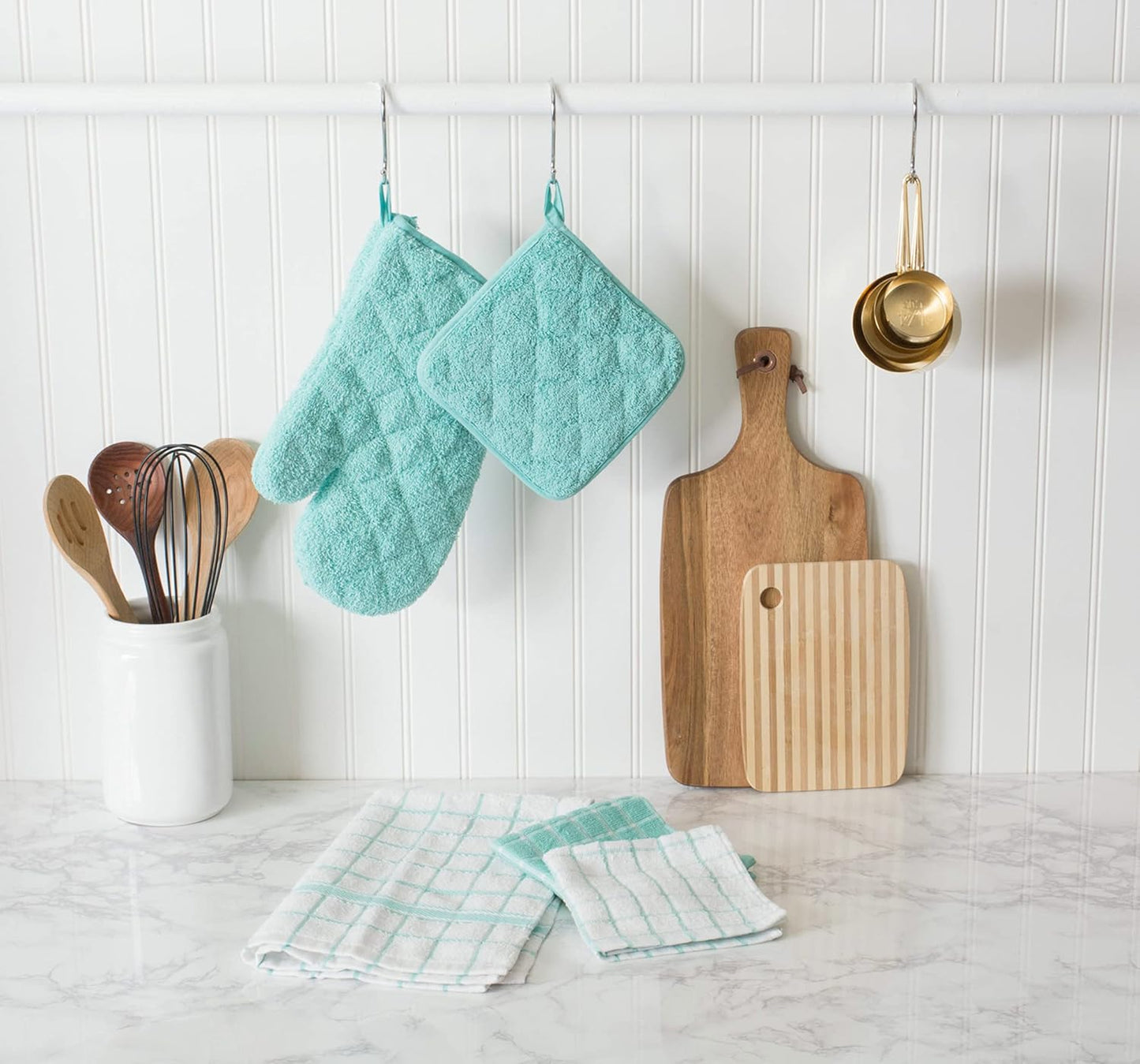 Basic Terry Collection Windowpane Dishcloth Set, 12x12, Yellow, 6 Piece