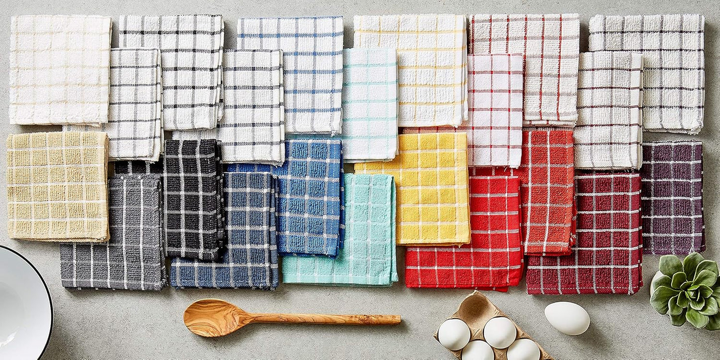 Basic Terry Collection Windowpane Dishcloth Set, 12x12, Yellow, 6 Piece