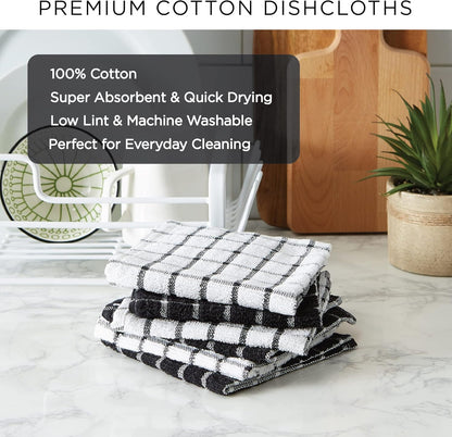 Basic Terry Collection Windowpane Dishcloth Set, 12x12, Yellow, 6 Piece