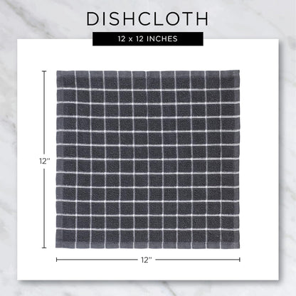 Basic Terry Collection Windowpane Dishcloth Set, 12x12, Yellow, 6 Piece