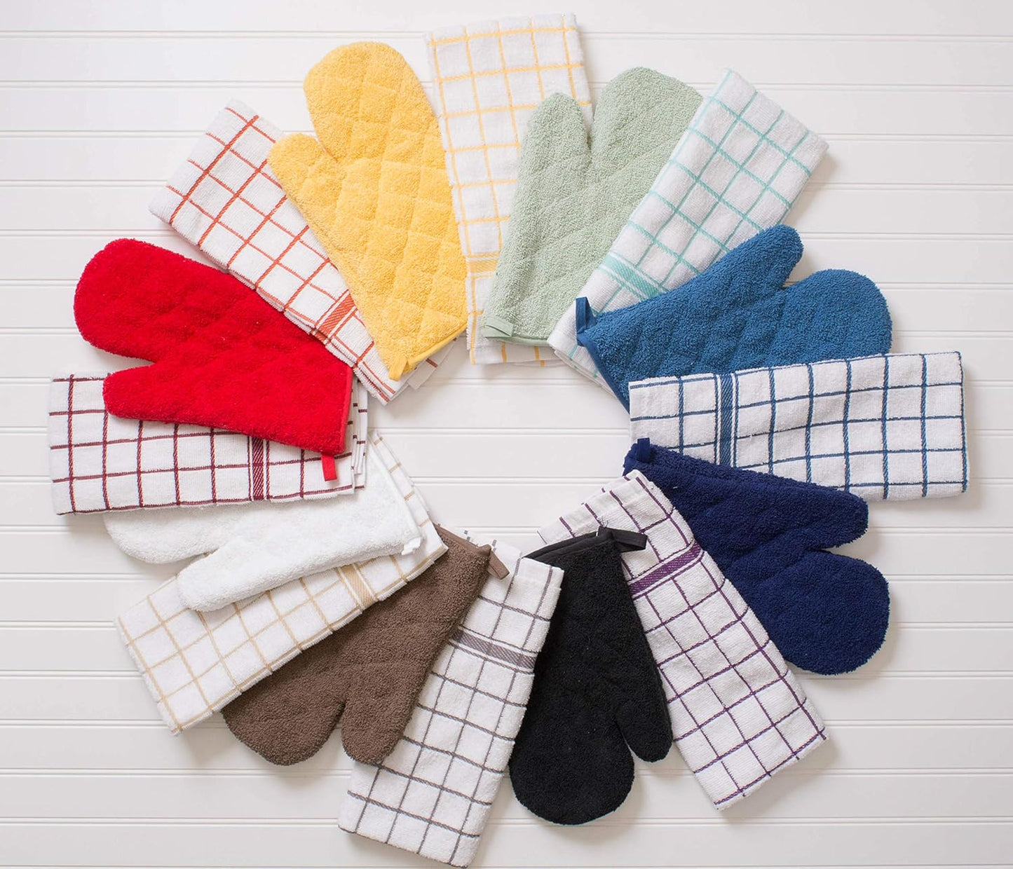Basic Terry Collection Windowpane Dishcloth Set, 12x12, Yellow, 6 Piece