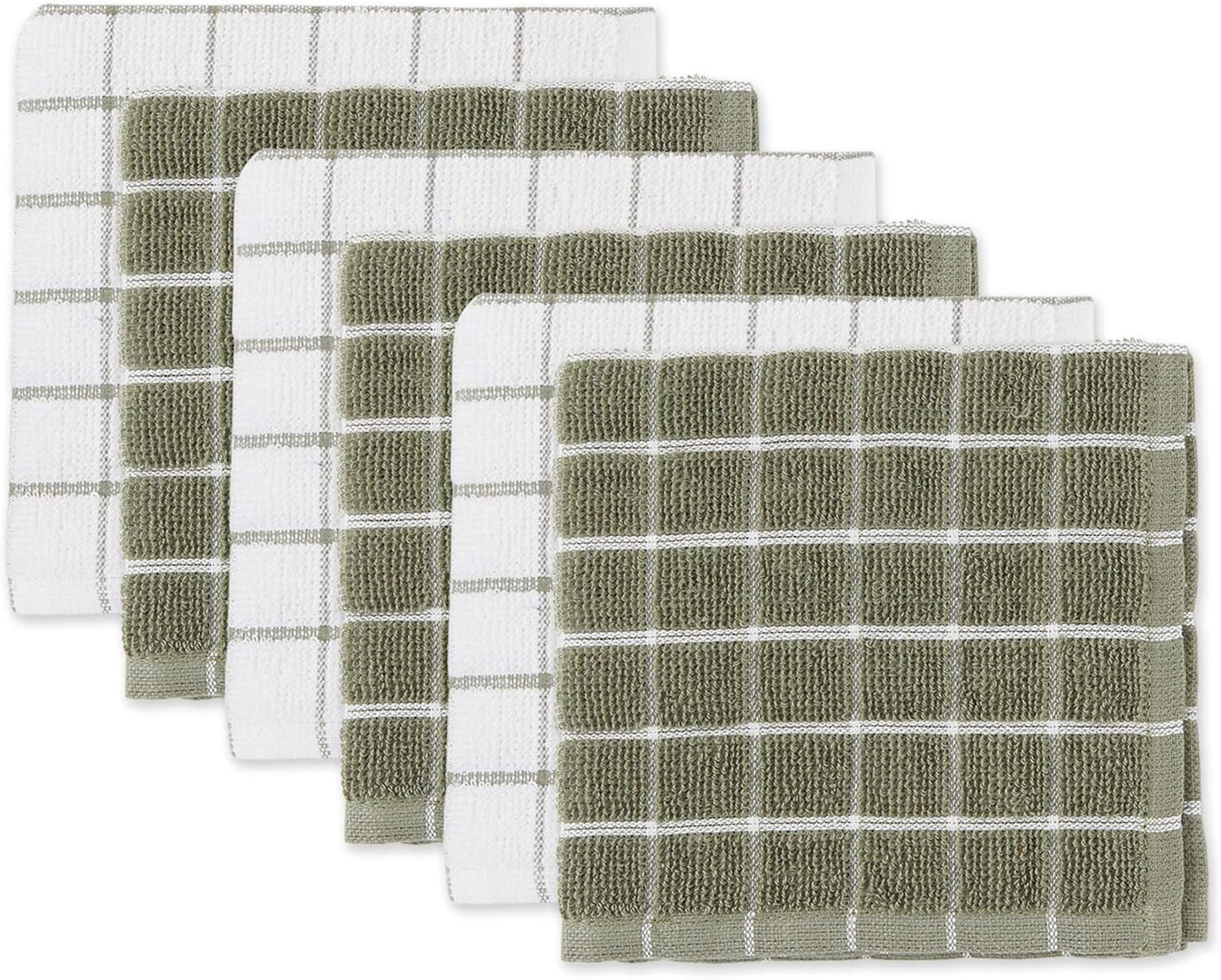 Basic Terry Collection Windowpane Dishcloth Set, 12x12, Yellow, 6 Piece