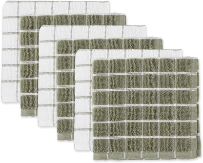 Basic Terry Collection Windowpane Dishcloth Set, 12x12, Yellow, 6 Piece