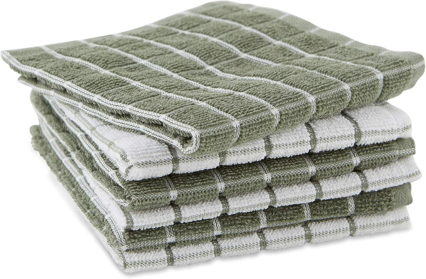 Basic Terry Collection Windowpane Dishcloth Set, 12x12, Yellow, 6 Piece