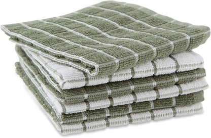 Basic Terry Collection Windowpane Dishcloth Set, 12x12, Yellow, 6 Piece