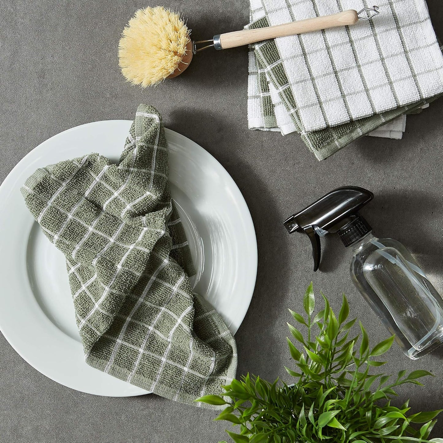 Basic Terry Collection Windowpane Dishcloth Set, 12x12, Yellow, 6 Piece