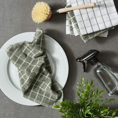 Basic Terry Collection Windowpane Dishcloth Set, 12x12, Yellow, 6 Piece
