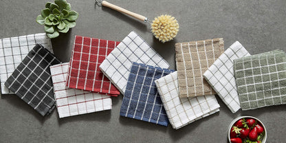 Basic Terry Collection Windowpane Dishcloth Set, 12x12, Yellow, 6 Piece