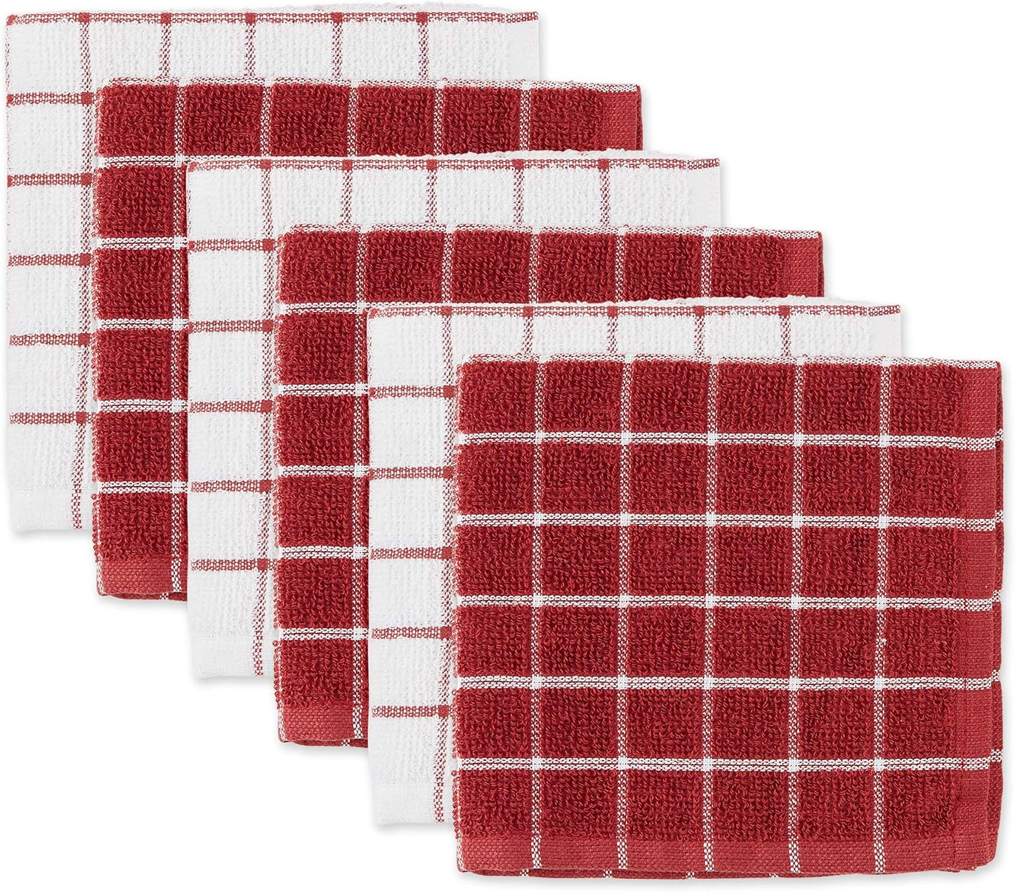Basic Terry Collection Windowpane Dishcloth Set, 12x12, Yellow, 6 Piece