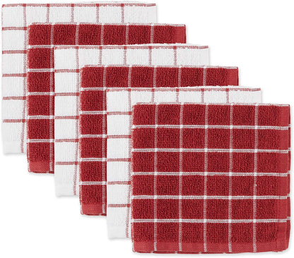 Basic Terry Collection Windowpane Dishcloth Set, 12x12, Yellow, 6 Piece