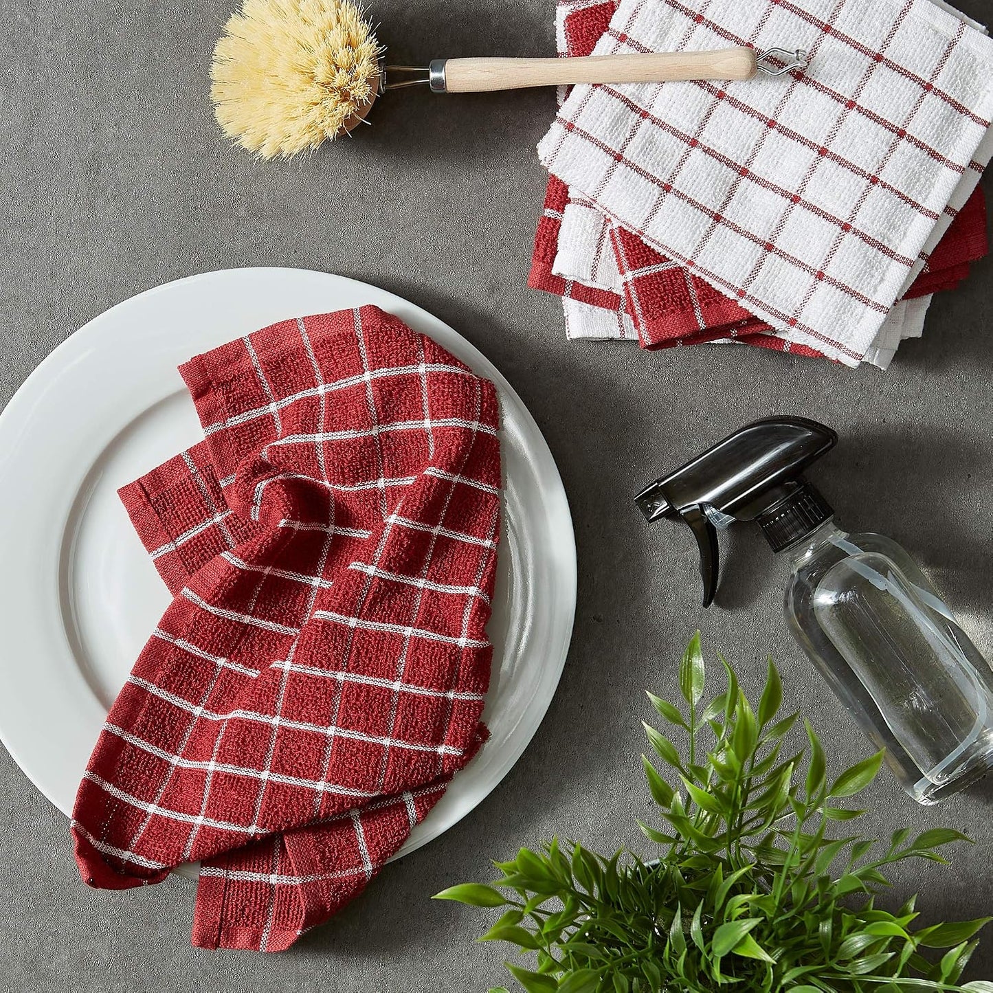 Basic Terry Collection Windowpane Dishcloth Set, 12x12, Yellow, 6 Piece