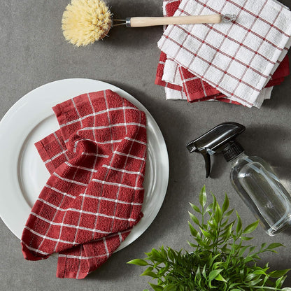 Basic Terry Collection Windowpane Dishcloth Set, 12x12, Yellow, 6 Piece