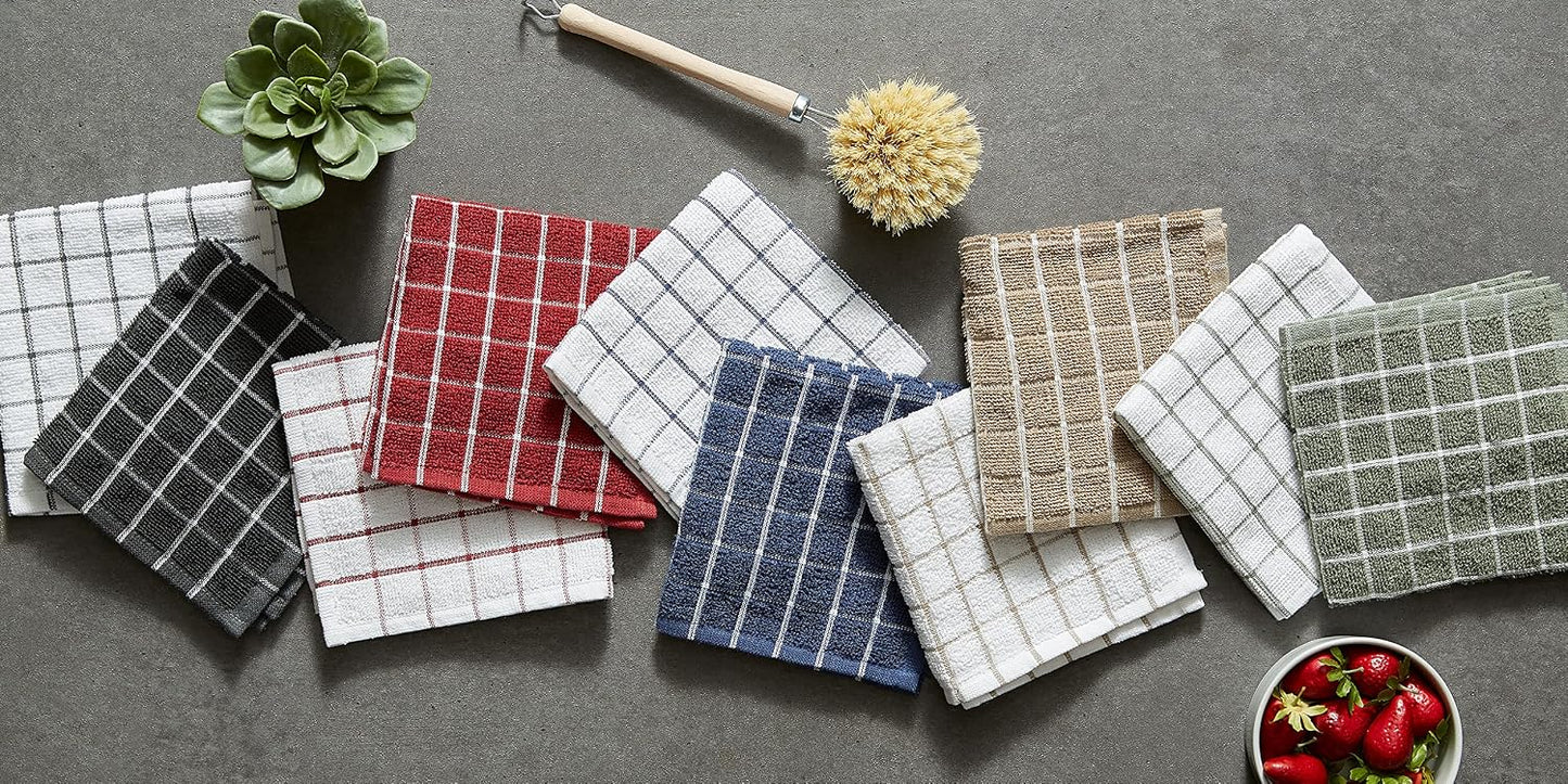 Basic Terry Collection Windowpane Dishcloth Set, 12x12, Yellow, 6 Piece