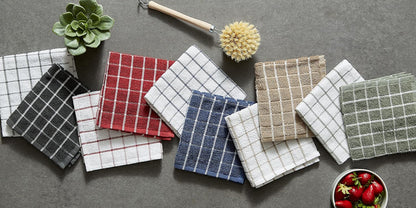 Basic Terry Collection Windowpane Dishcloth Set, 12x12, Yellow, 6 Piece