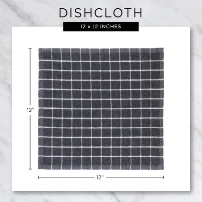 Basic Terry Collection Windowpane Dishcloth Set, 12x12, Yellow, 6 Piece