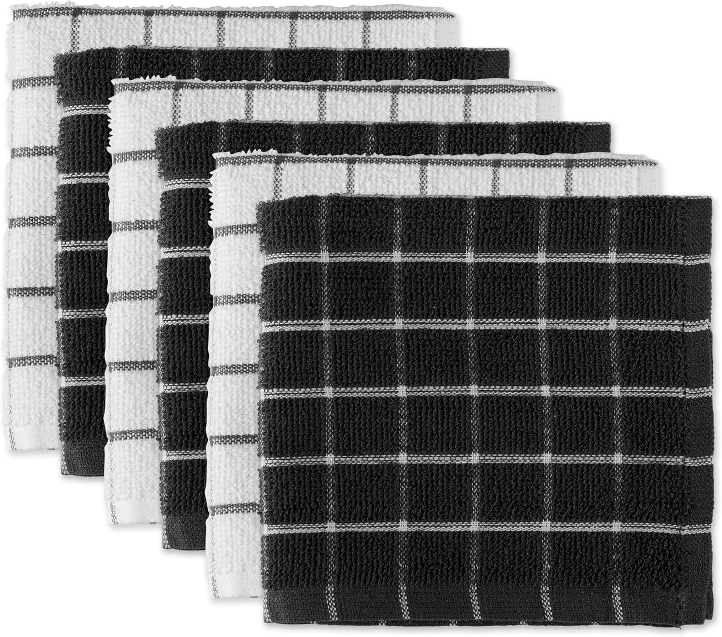 Basic Terry Collection Windowpane Dishcloth Set, 12x12, Yellow, 6 Piece