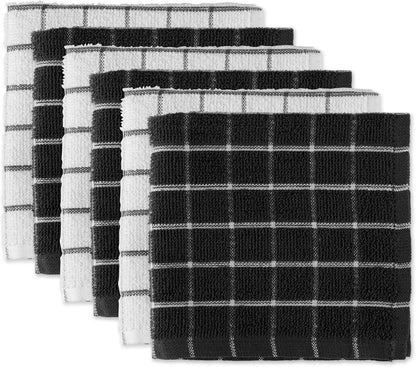 Basic Terry Collection Windowpane Dishcloth Set, 12x12, Yellow, 6 Piece
