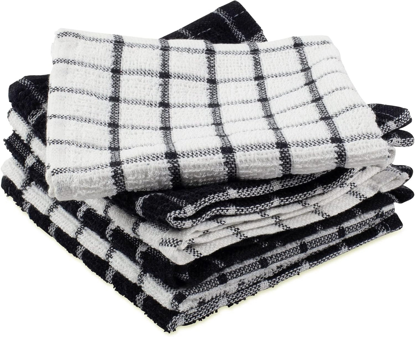 Basic Terry Collection Windowpane Dishcloth Set, 12x12, Yellow, 6 Piece