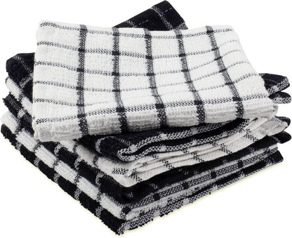 Basic Terry Collection Windowpane Dishcloth Set, 12x12, Yellow, 6 Piece