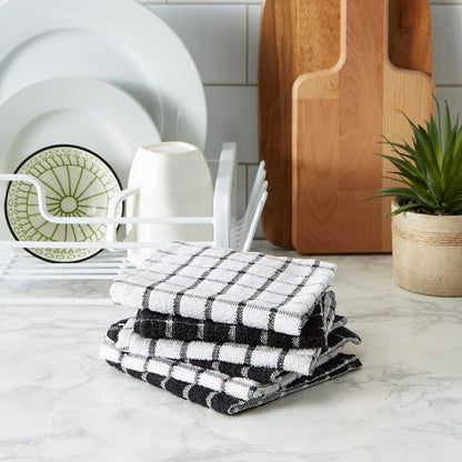 Basic Terry Collection Windowpane Dishcloth Set, 12x12, Yellow, 6 Piece