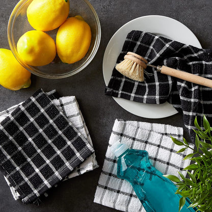 Basic Terry Collection Windowpane Dishcloth Set, 12x12, Yellow, 6 Piece