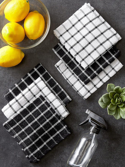 Basic Terry Collection Windowpane Dishcloth Set, 12x12, Yellow, 6 Piece